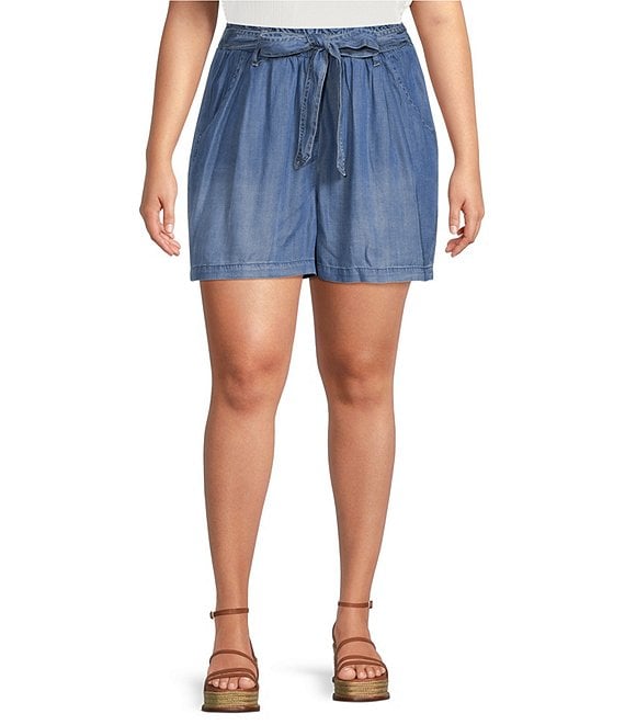 Nurture by Westbound Plus Size Mid Rise Belted Paper Bag Shorts | Dillard's