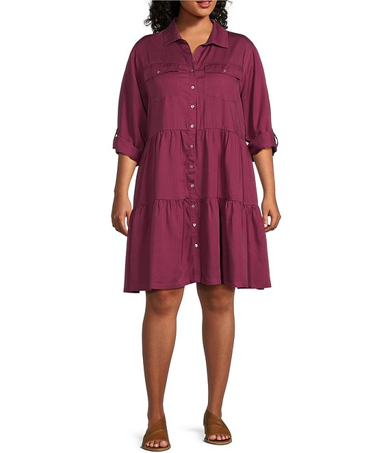 https://dimg.dillards.com/is/image/DillardsZoom/mainProduct/nurture-by-westbound-plus-size-v-neck-34-sleeve-dual-chest-pocket-tiered-shirt-dress/00000000_zi_25d6321c-c9c5-4b63-98b0-bad3e894f9bf.jpg