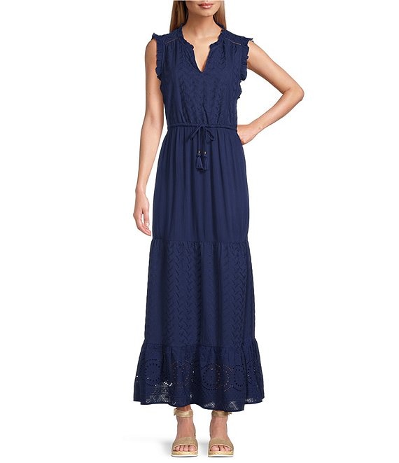 Nurture by Westbound V-Neck Tie Waist Maxi Dress | Dillard's