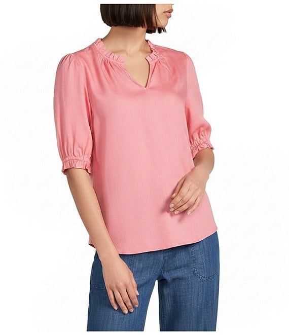 Nurture Elbow Sleeve Notch Neck Top
