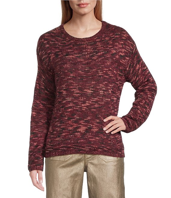 Nurture Long Sleeve Boat Neck Boxy Sweater, Bordeax - Image 1