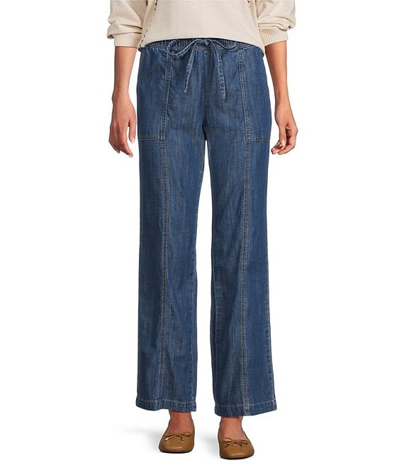 Nurture Petite Pull-On Relaxed Straight Leg Pants, Deep Indigo - Image 1