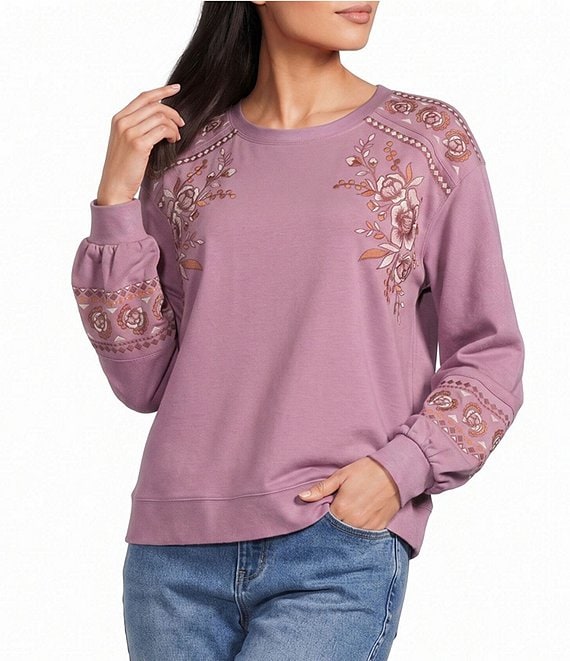Nurture Petite Size Embroidered Long Sleeve Pullover