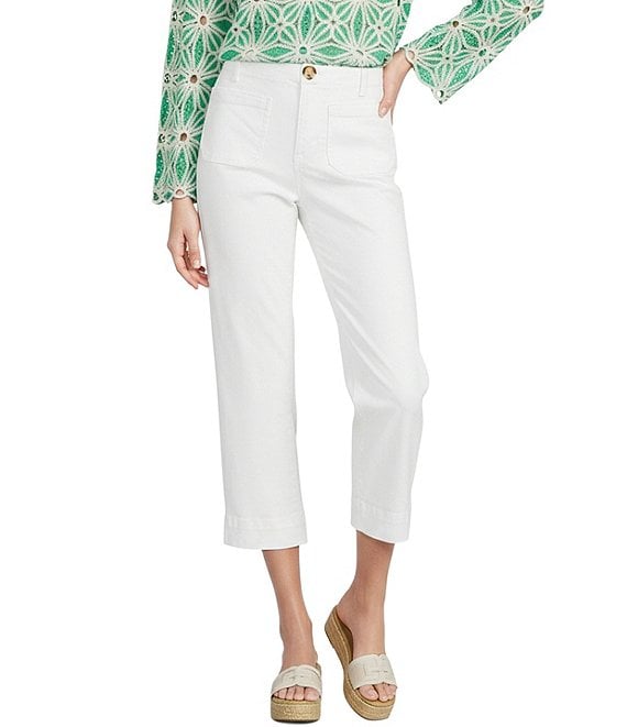 Nurture Slub Stretch Denim High Rise Cropped Straight Leg Pants