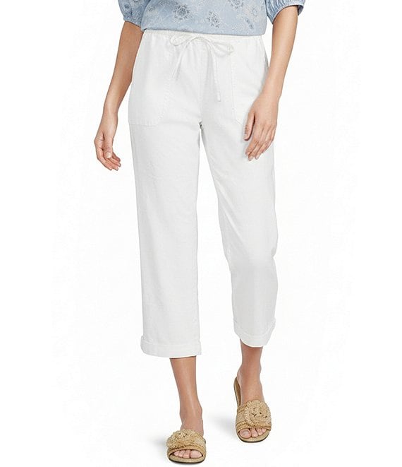 Nurture Stretch Linen Blend Cuffed Straight Leg Crop Pants