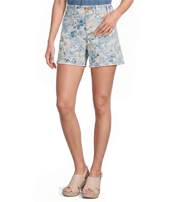 NYDJ Berkyn Denim Print HIgh Rise Relaxed Fit Shorts