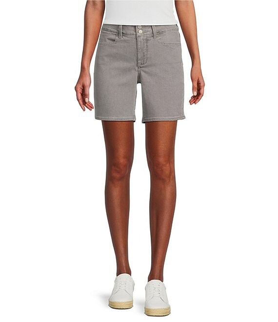 NYDJ Mid Rise Wide Waistband 4-Pocket Style Stretch Denim Shorts ...