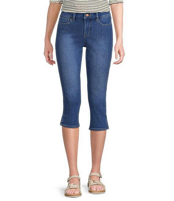 NYDJ Petite Size Chloe Capri Side Slit Jeans