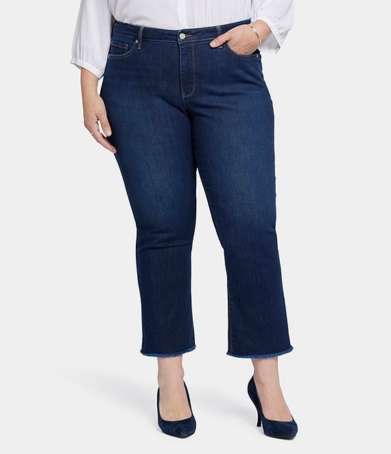 NYDJ Plus Size Barbara Frayed Hem Cropped Flare Jeans | Dillard's