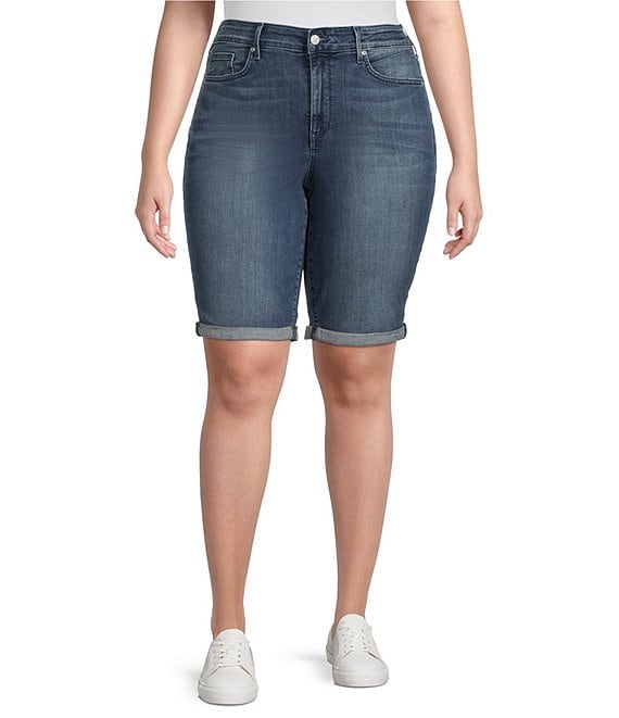NYDJ Plus Size Briella Rolled Cuff Denim Shorts | Dillard's