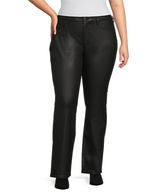 NYDJ Plus Size Marilyn Mid Rise Straight Leg Coated Denim Jeans | Dillard's