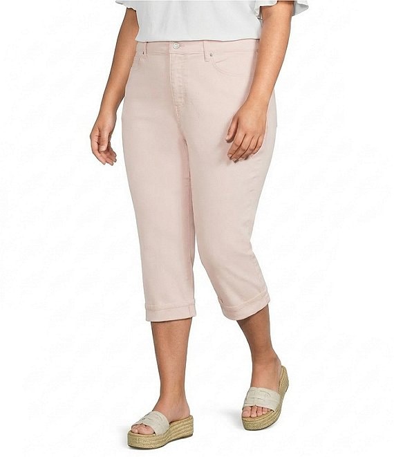 NYDJ Plus Size Marilyn Pink Dust Cuffed Capri Pants