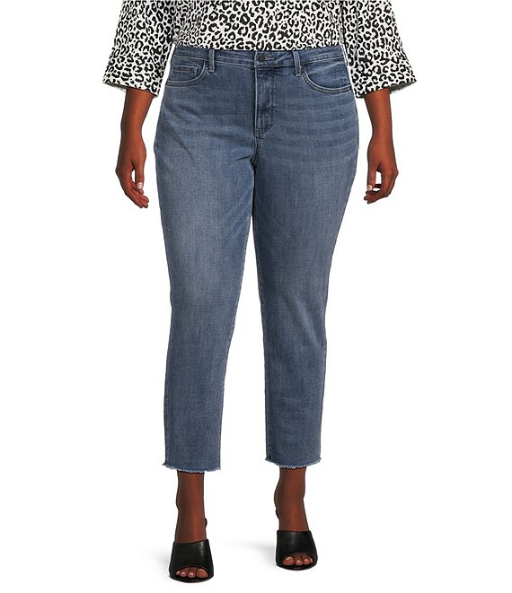 NYDJ Plus Size Sheri Frayed Hem Stretch Denim Slim Leg Crop Jeans ...