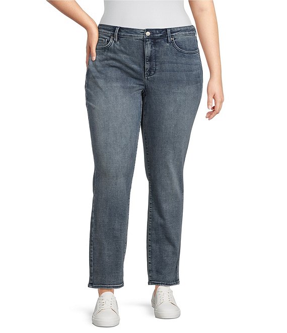 NYDJ Plus Size Sheri Mid Rise Slim Leg Denim Jeans | Dillard's