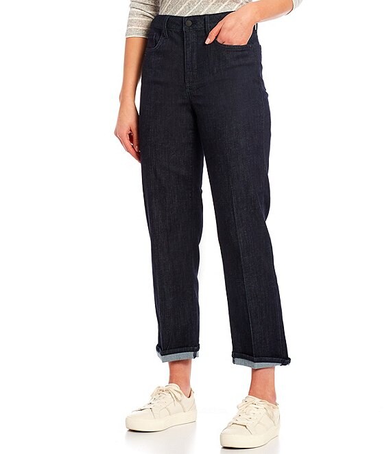 Color:Light Weight Rinse - Image 1 - Relaxed Straight Leg Mid Rise Ankle Jeans