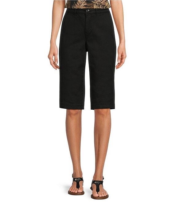 NYDJ Stretch Twill Flat Front High Rise Shorts | Dillard's