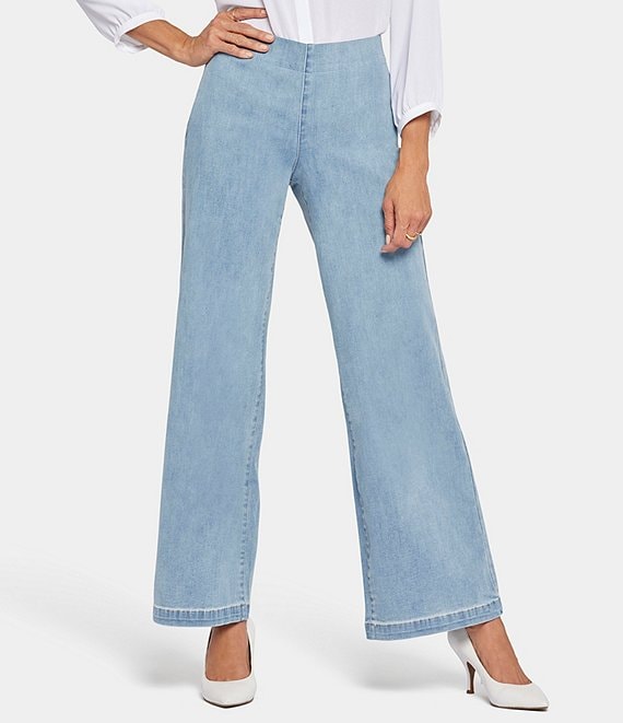 NYDJ Teresa Flat Front Wide Leg Compression Denim Pull-On Jeans | Dillard's