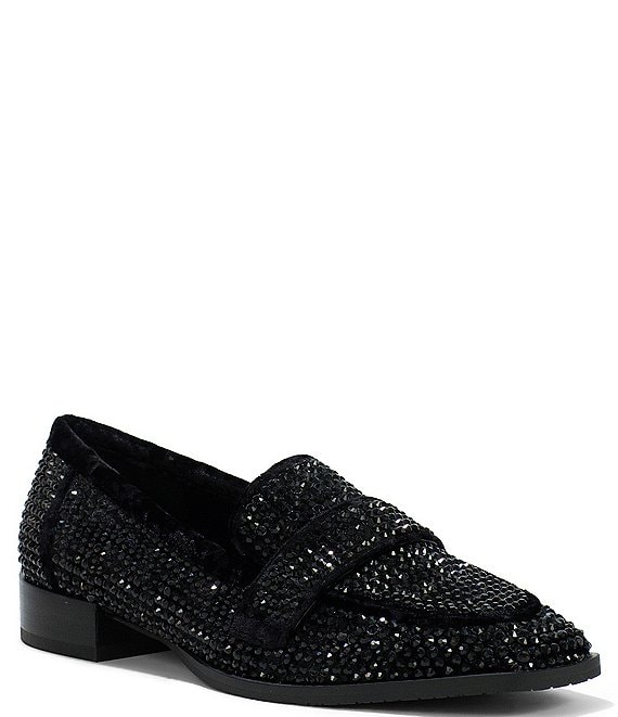 NYDJ Tracee Crystal Embellished Velvet Loafers | Dillard's