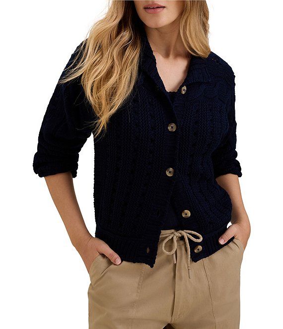 nz by NIC + ZOE Cable Knit Round Neck Button Front Cardigan