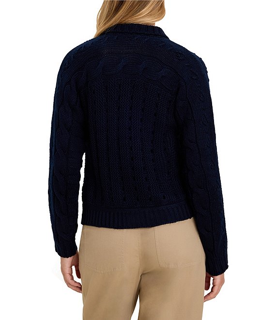 nz by NIC + ZOE Cable Knit Round Neck Button Front Cardigan