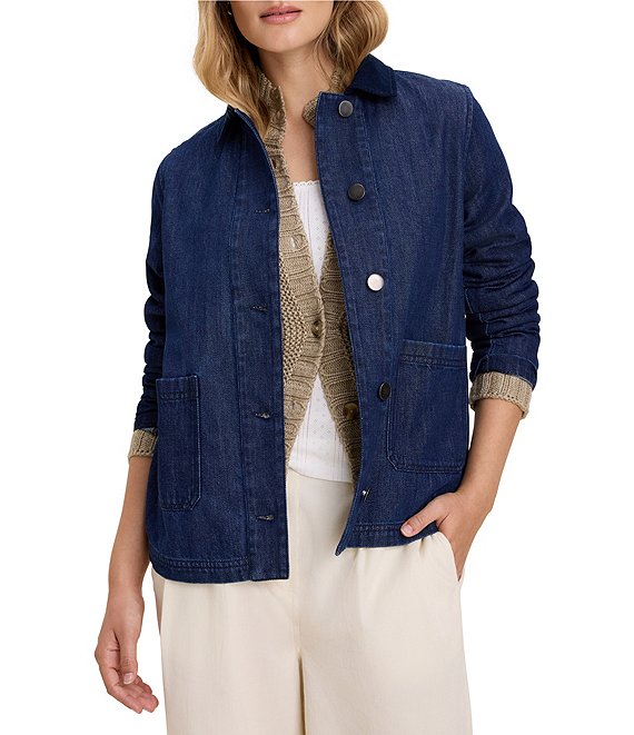 nz by NIC + ZOE Denim Point Collar Button-Front Trucker Jacket