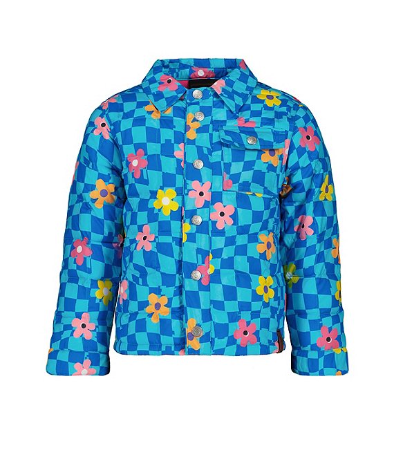 Color:SK8R Girl - Image 1 - Big Girls 7-16 Long Sleeve Floral Checkerboard Puffy Snow Ski Shirt Jacket