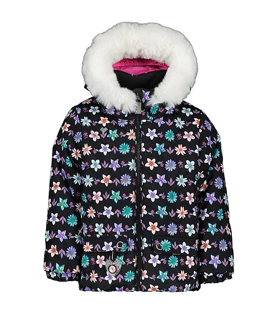Obermeyer Little/Big Girls 2T-8 Flower Print Magic Chain Hoodie Roselet Ski Jacket