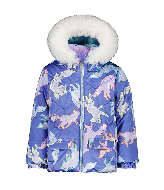 Obermeyer Little/Big Girls 2T-8 Fox Print Magic Chain Hoodie Roselet Ski Jacket