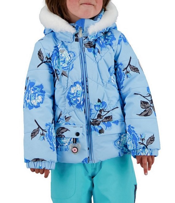 Color:Roses-R-Blue - Image 1 - Little/Big Girls 2T-8 Long Sleeve Roselet Snow Ski Jacket
