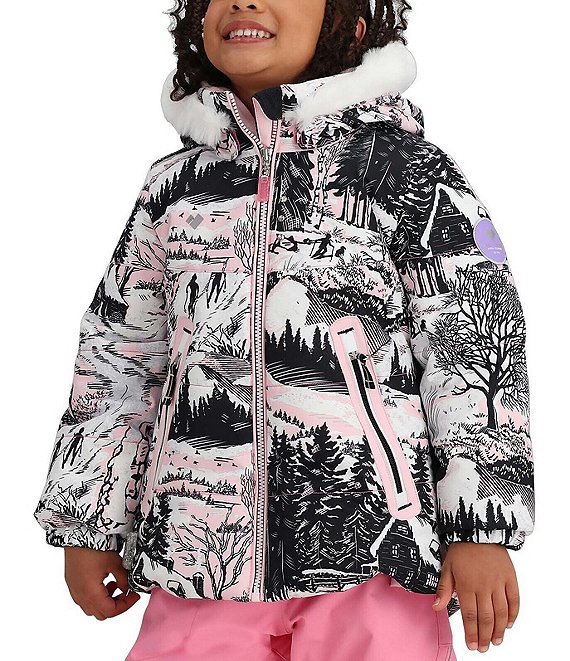 Color:Winter Daze - Image 1 - Little Girls 2T-8 Roselet Winter Landscape Print Jacket