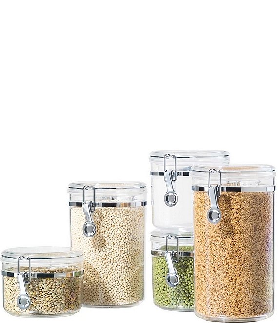 HomEquip 5-Piece Airtight Canister Set with Clip Top Lids (Clear