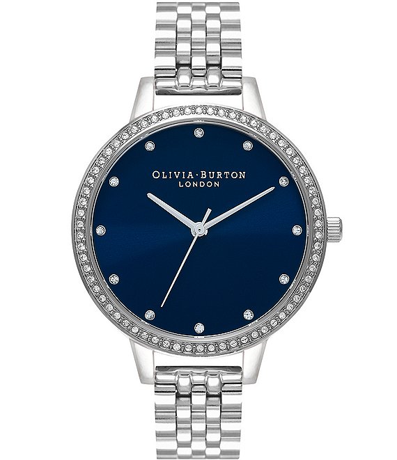 Olivia Burton Classic Sparkle Bezel Stainless Steel Bracelet Watch ...