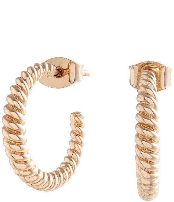 Color:Gold - Image 1 - Rope Twist Hoop Earrings