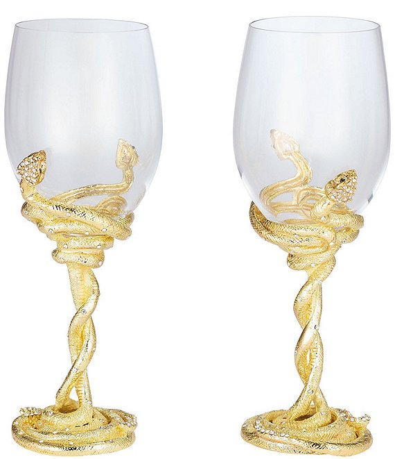 Olivia Riegel Serpentina Novelty Wine Glass, Set of 2, Gold - Image 1