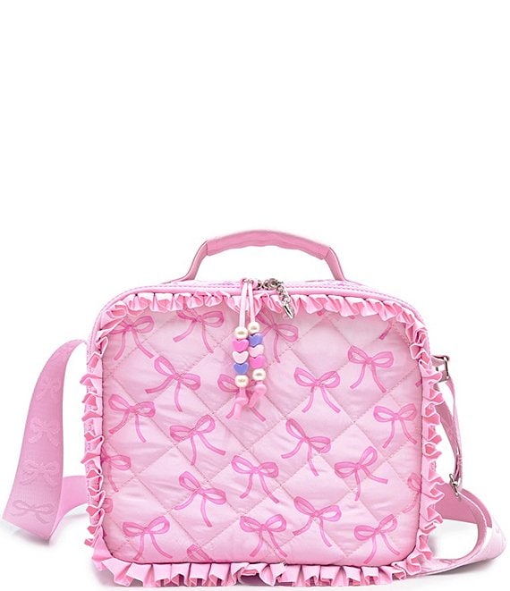 Omg! Accessories Bow Patterned Ruffled Quilted Lunch Bag