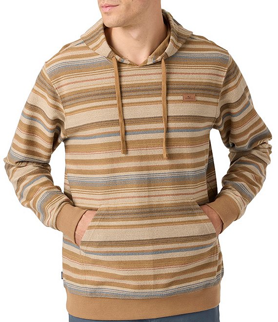 O'Neill Barvaro Striped Long Sleeve French Terry Hoodie, Dark Khaki - Image 1