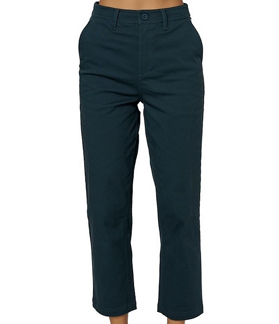Color:Slate - Image 1 - Heather Chino Straight Leg High Rise Crop Pants