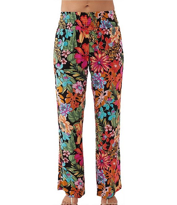 O'Neill Johnny Reina Mid Rise Floral Print Smocked Waist Pants | Dillard's