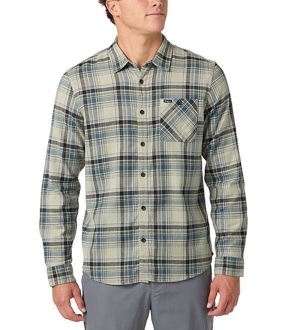O'Neill Redmond Yarn Dyed Plaid Long Sleeve Flannel Shirt, Sage - Image 1