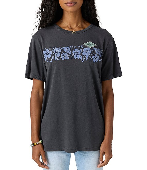 O'Neill Retro Tropic Short Sleeve Oversized T-Shirt, Washed Black - Image 1