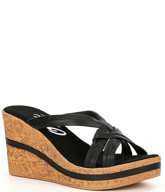 Onex Simona Cross Band Leather Wedge Sandals Dillard's