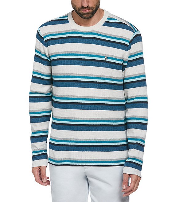 Original Penguin Waffle Stripe Long Sleeve Sweater | Dillard's