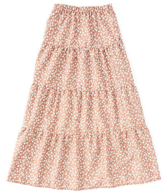 Originality Big Girls 7-16 Floral Print Layered Maxi Skirt