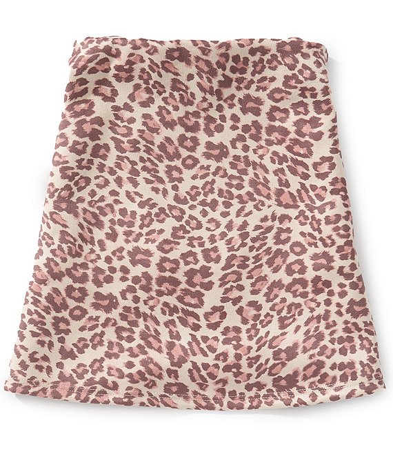 Originality Big Girls Leopard Print Suede Mini Skort