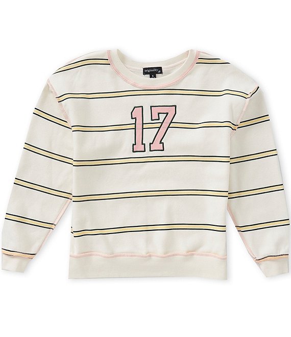 Originality Big Girls Long Sleeve Rugby Stripe Sweatshirt