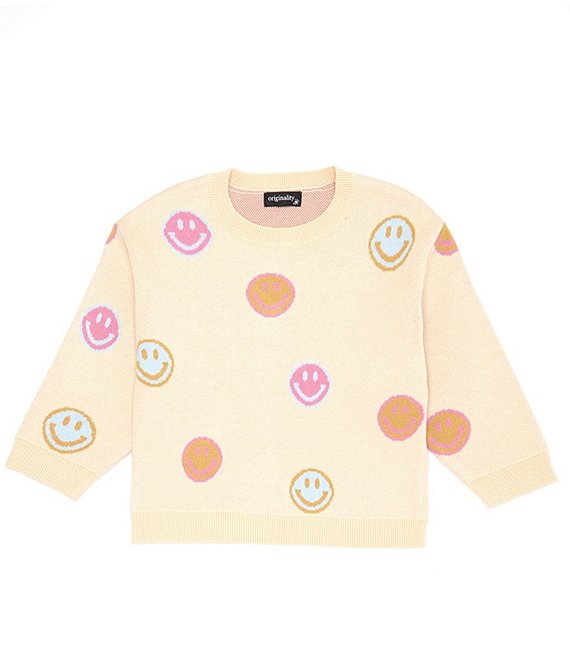 Originality Little Girls 2T-6X Allover Smiley Sweater | Dillard's
