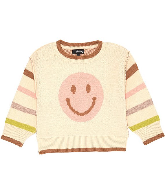 Originality Little Girls 2T-6X Striped Long-Sleeve Smiley Sweater ...