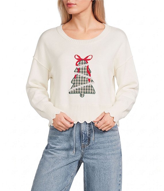Originality Long Sleeve Christmas Tree Boxy Sweater