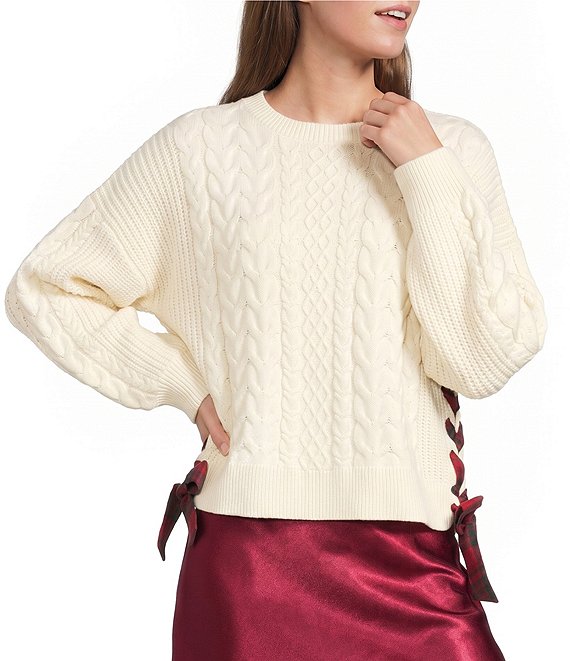 Originality Long Sleeve Crew Neck Cable Knit Sweater