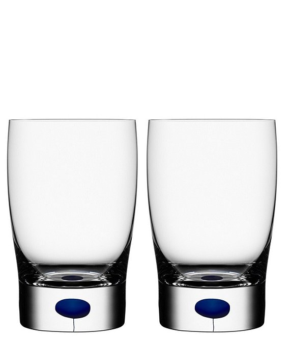 Orrefors Intermezzo Blue Drop Small Tumbler Juice Glass Pair